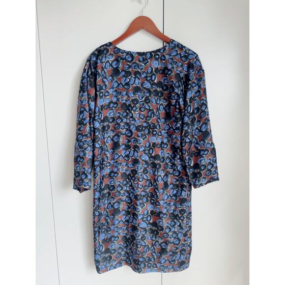 Designer Piazza Sempione Silk Shift Dress Puple Black Size Knee Length Cocktail - Picture 7 of 10